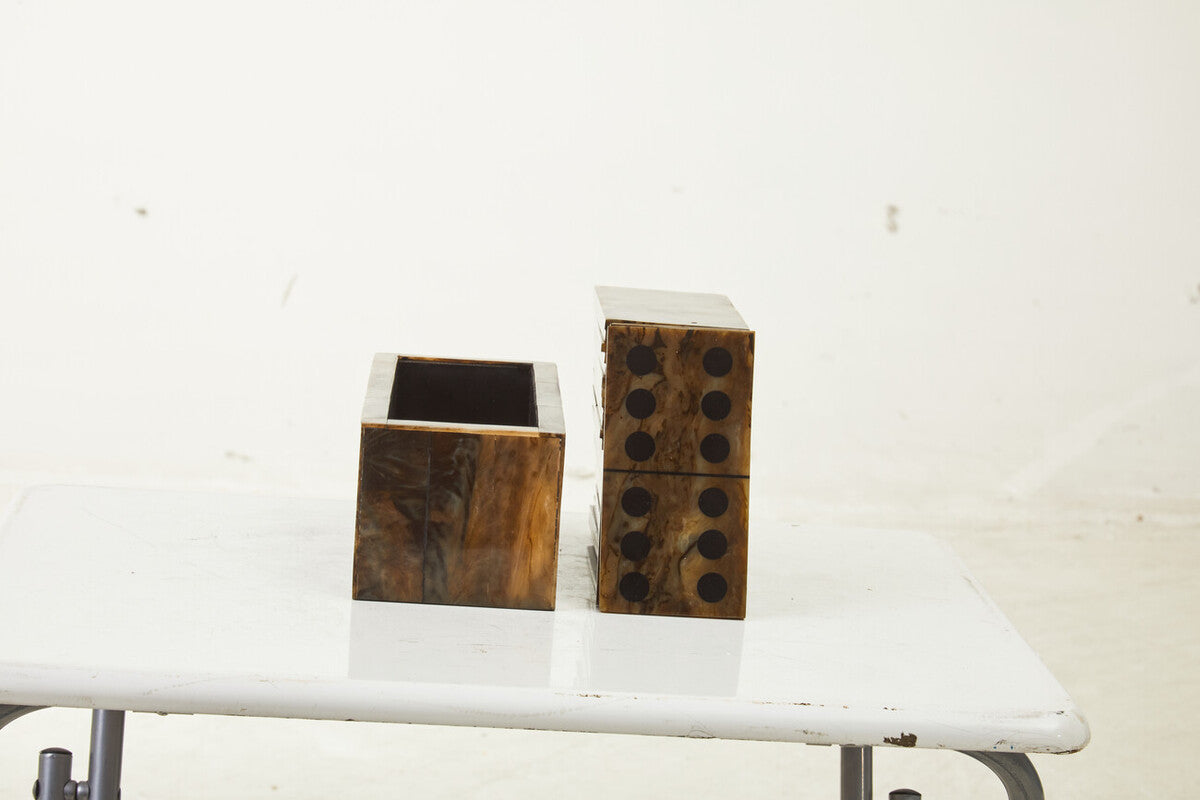 Churchill Games Brown and Black Finish Domino Set