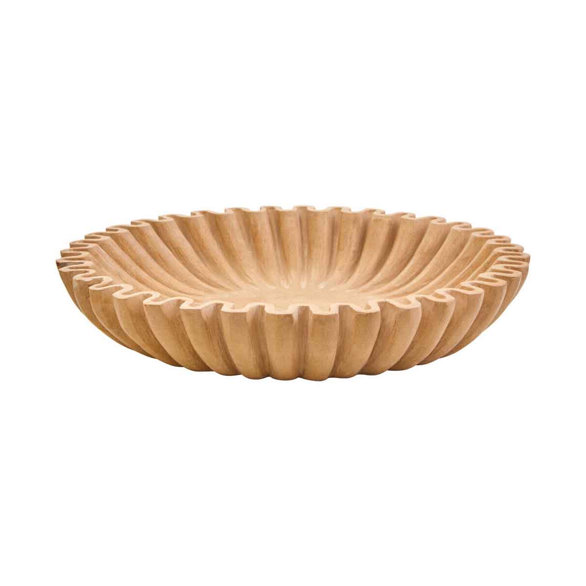 Savio Large Ochre Fluted Marble Bowl