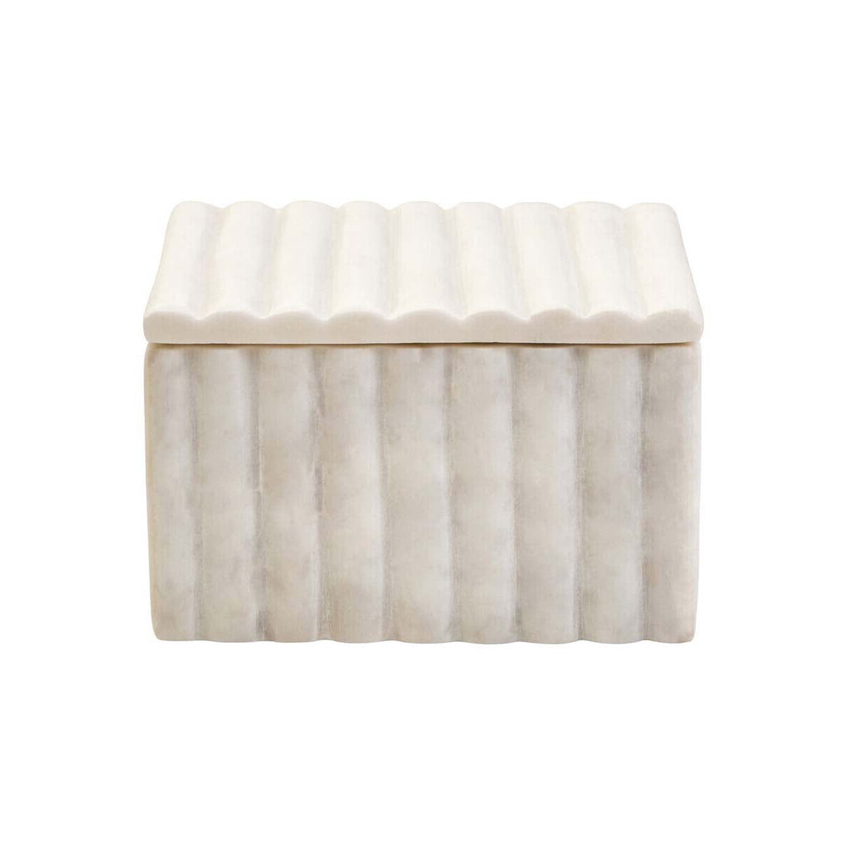 Savio Square White Fluted Marble Box