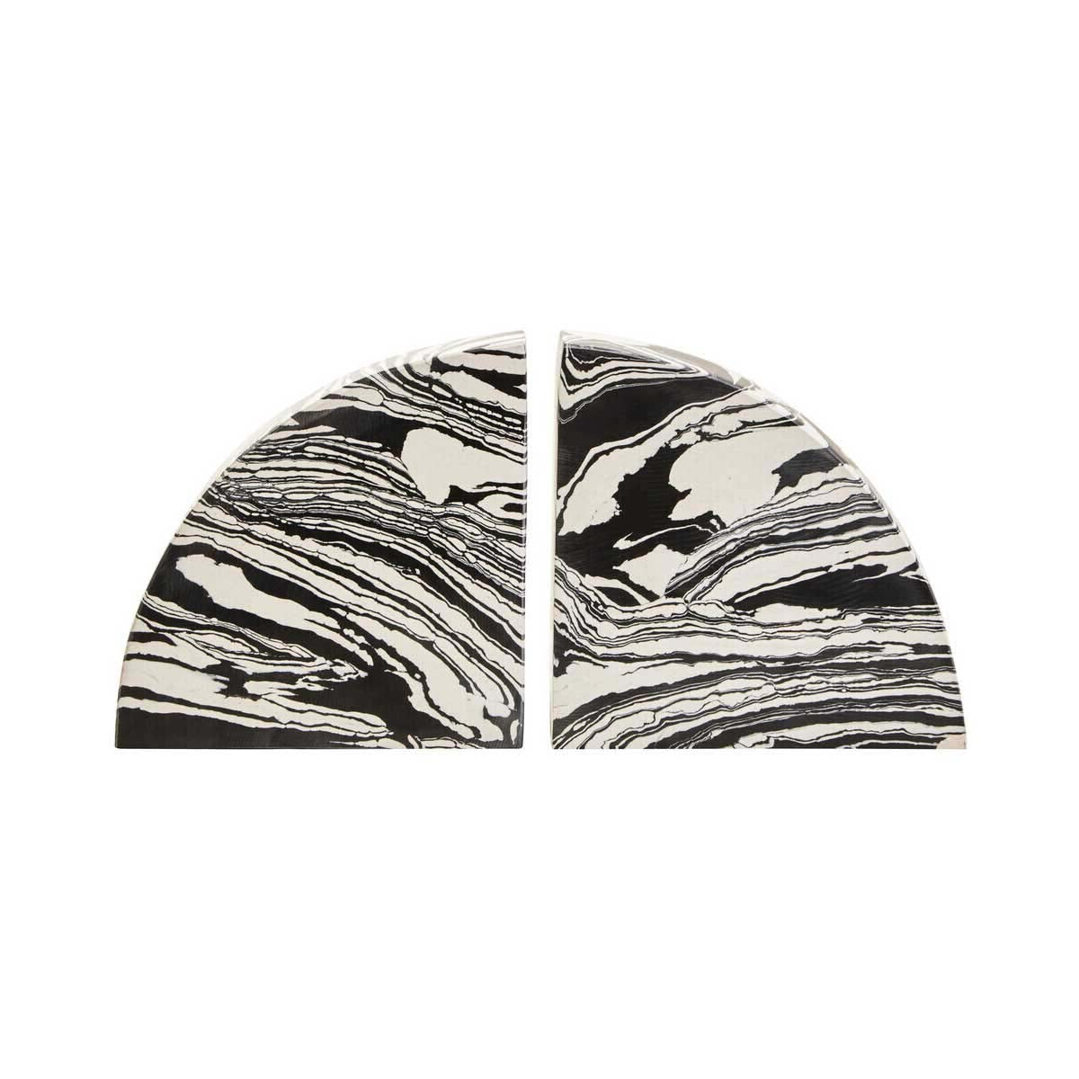Helsa Black And White Marble Set of Two Bookends