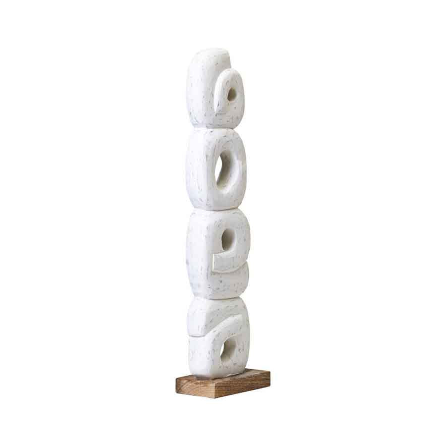 Fidel Rustic White Mango Wood Ring Sculpture