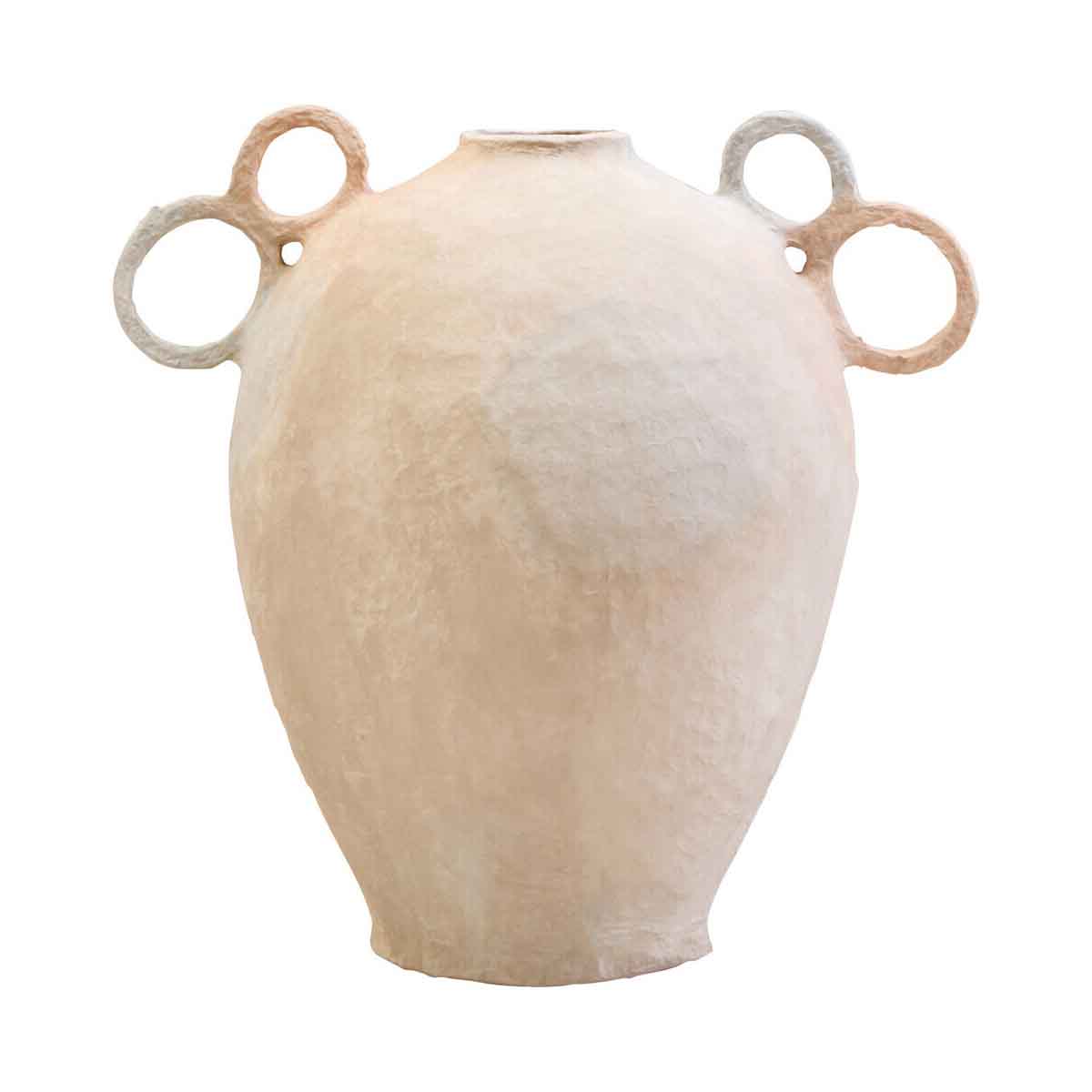 Sanai Cotton Mache Large Vase With Decorative Handles