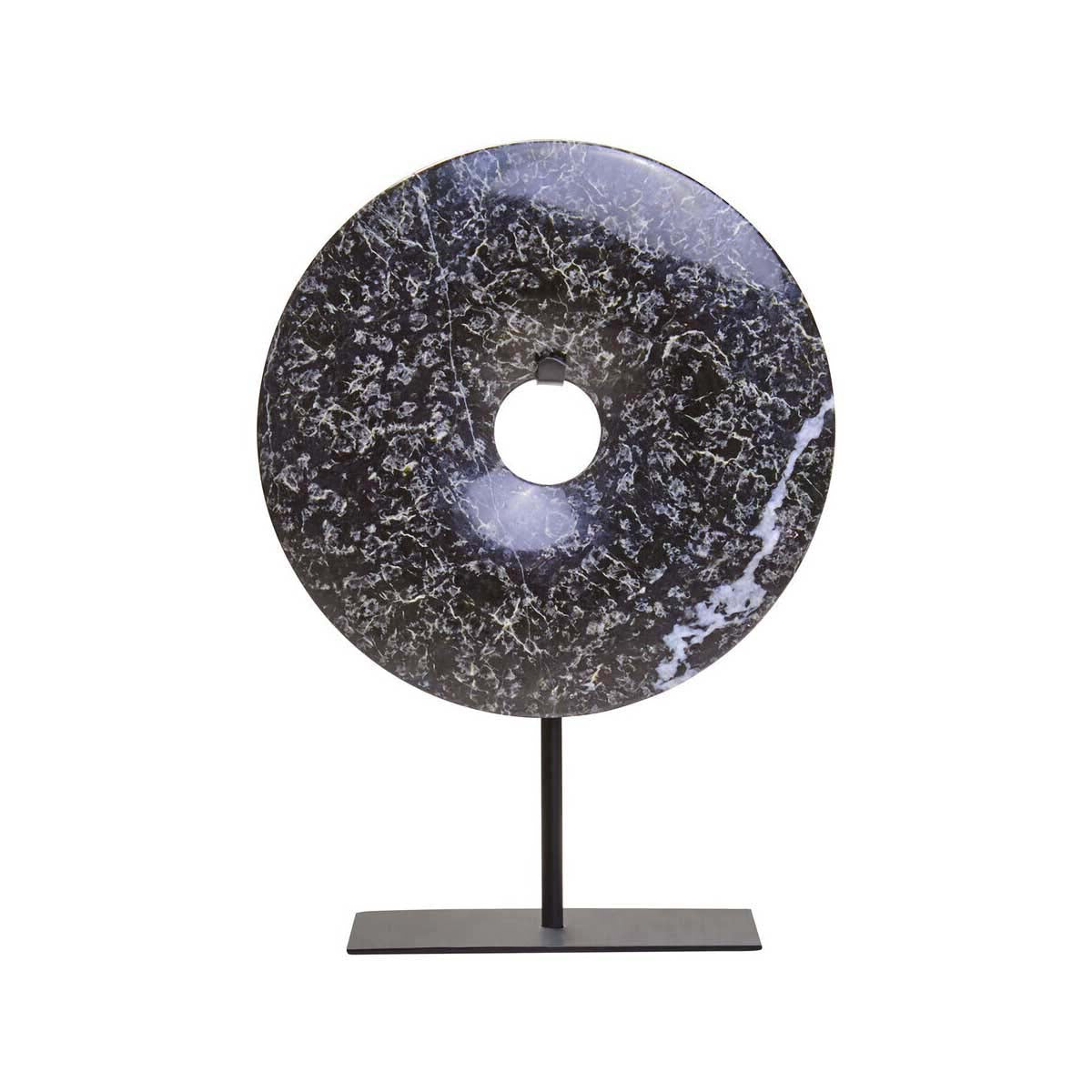 Salmo Extra Small Round Black Marble Disc Sculpture