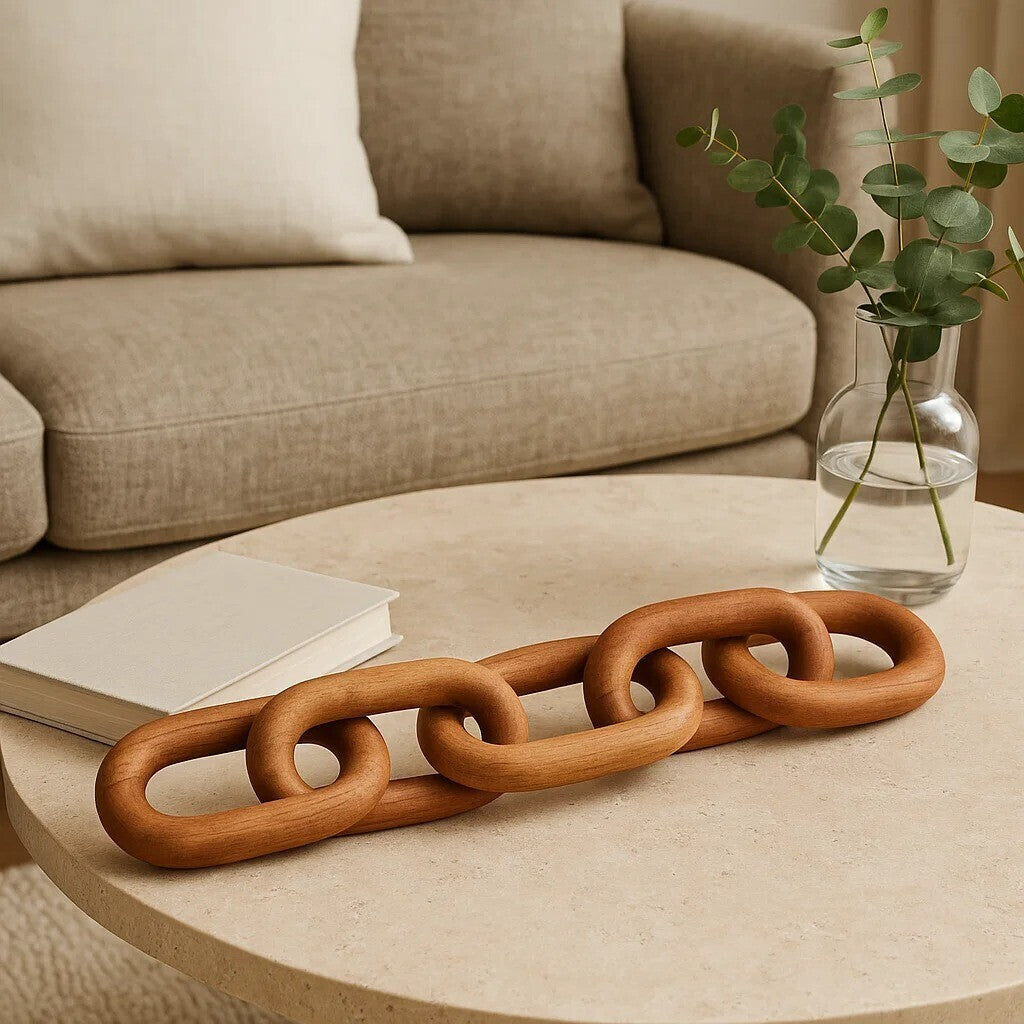 Cato Brown Wood 5 Link Chain Sculpture