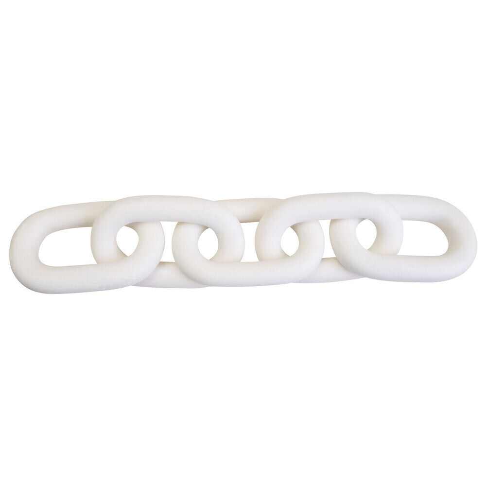 Cato White Wood Five Link Chain Decor