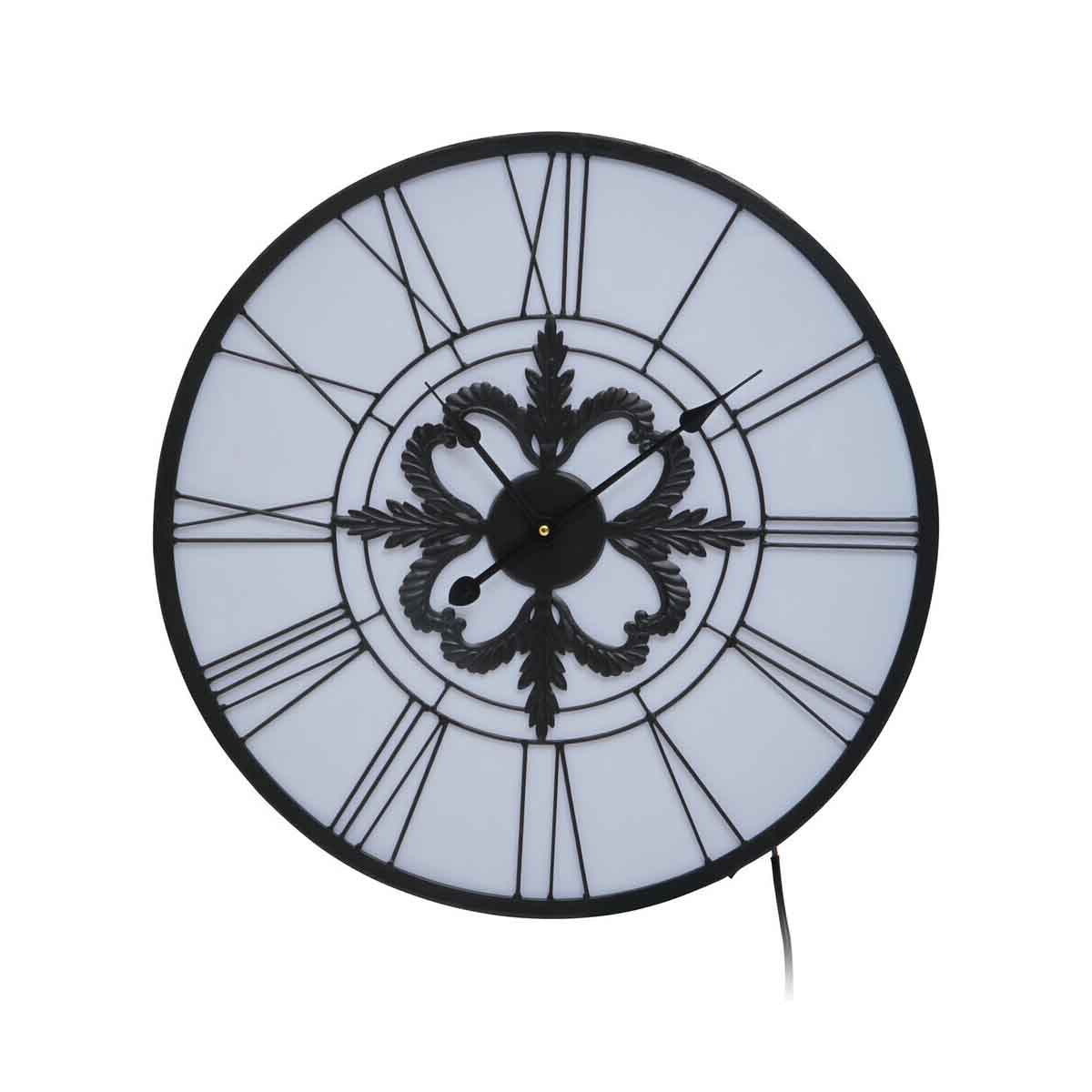 Genova Roman Numeral Black And White LED Wall Clock