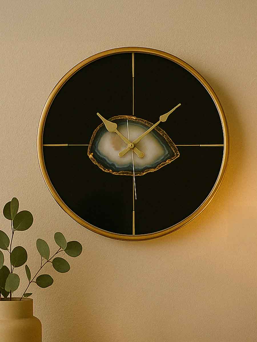 Celina Black And Gold Round Wall Clock