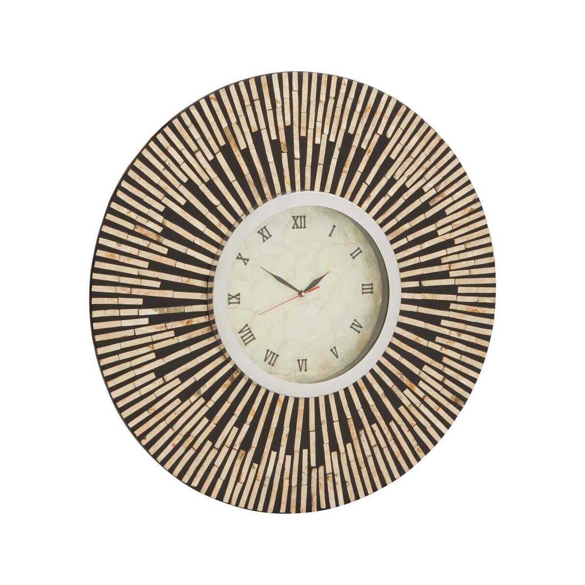 Palu Black and Natural Shell Wall Clock