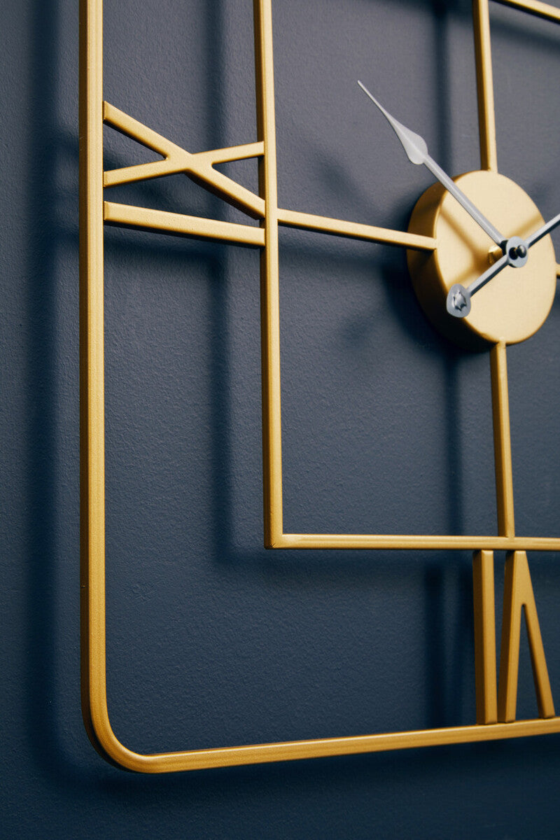 Kent Small Gold Finish Square Wall Clock