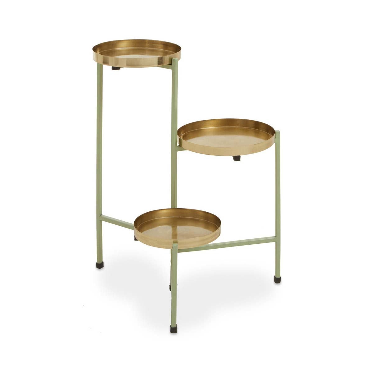 Sabia Green And Gold Three Tiered Plant Stand