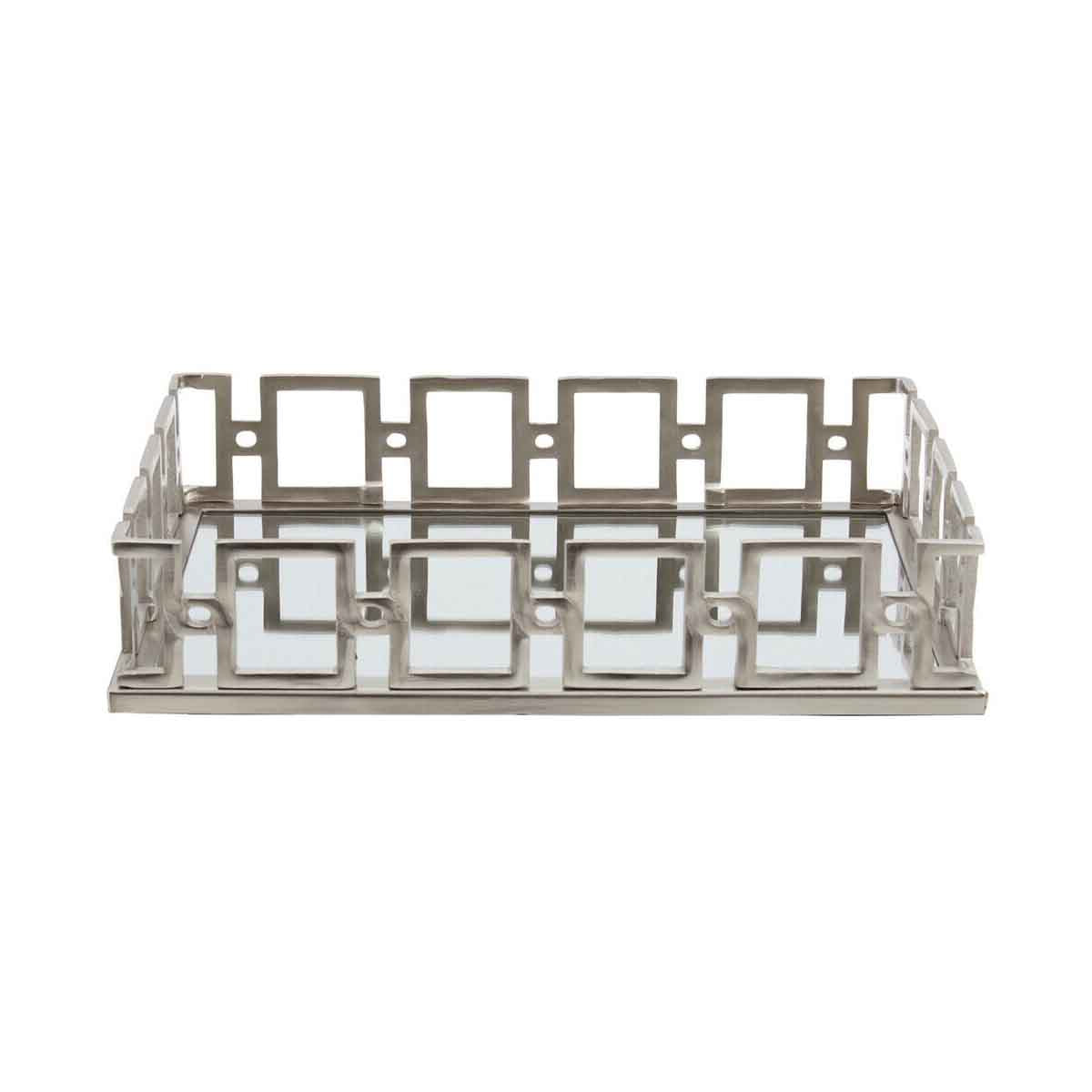 Rhoda Rectangle Nickle Finish Mirror Tray