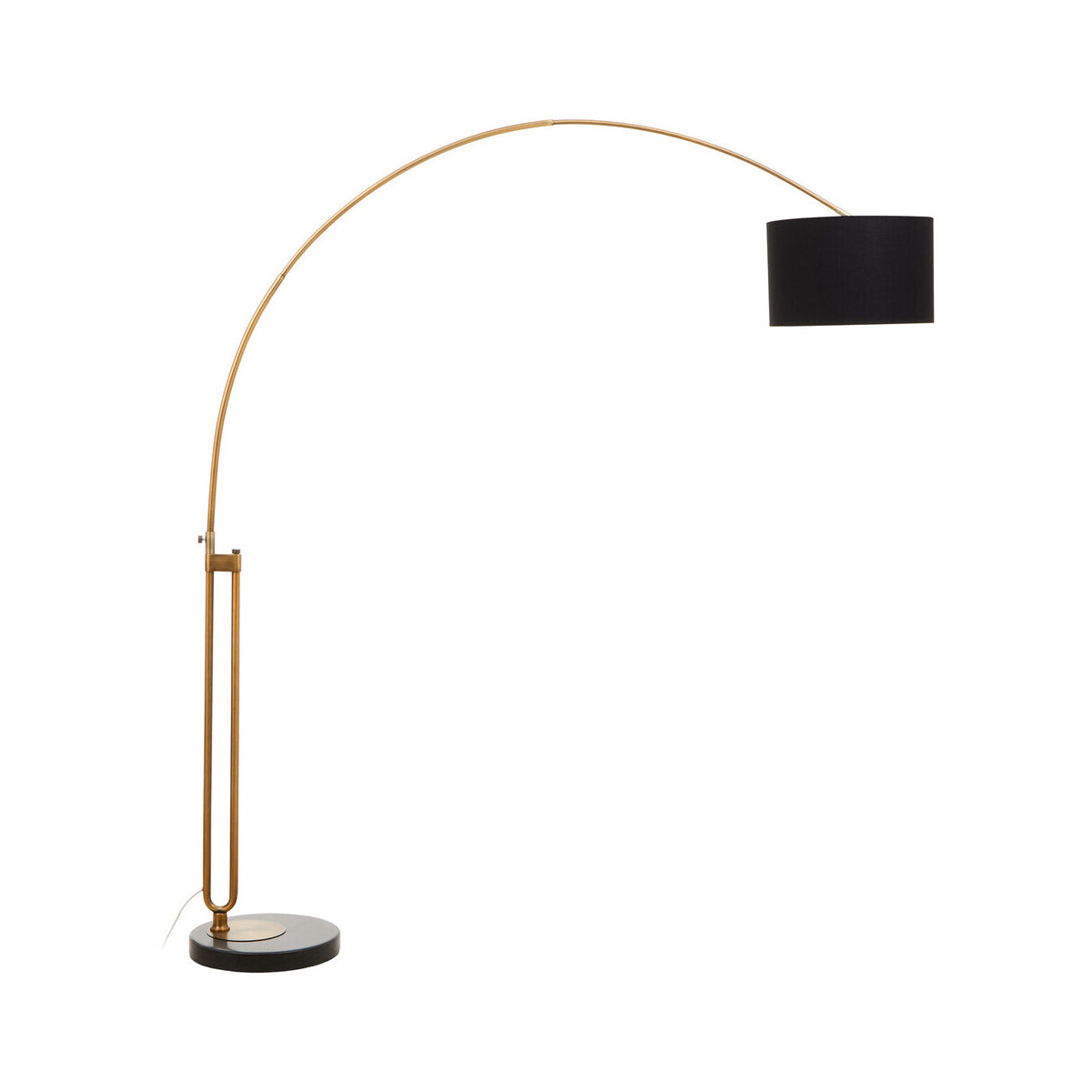 Hubert Antique Brass Floor Lamp with Black Marble Base
