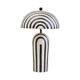 Carta 50cm Black And White Stripe Papier Mache Table Lamp With Dome Shade
