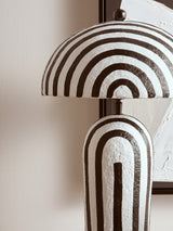 Carta 50cm Black And White Stripe Papier Mache Table Lamp With Dome Shade