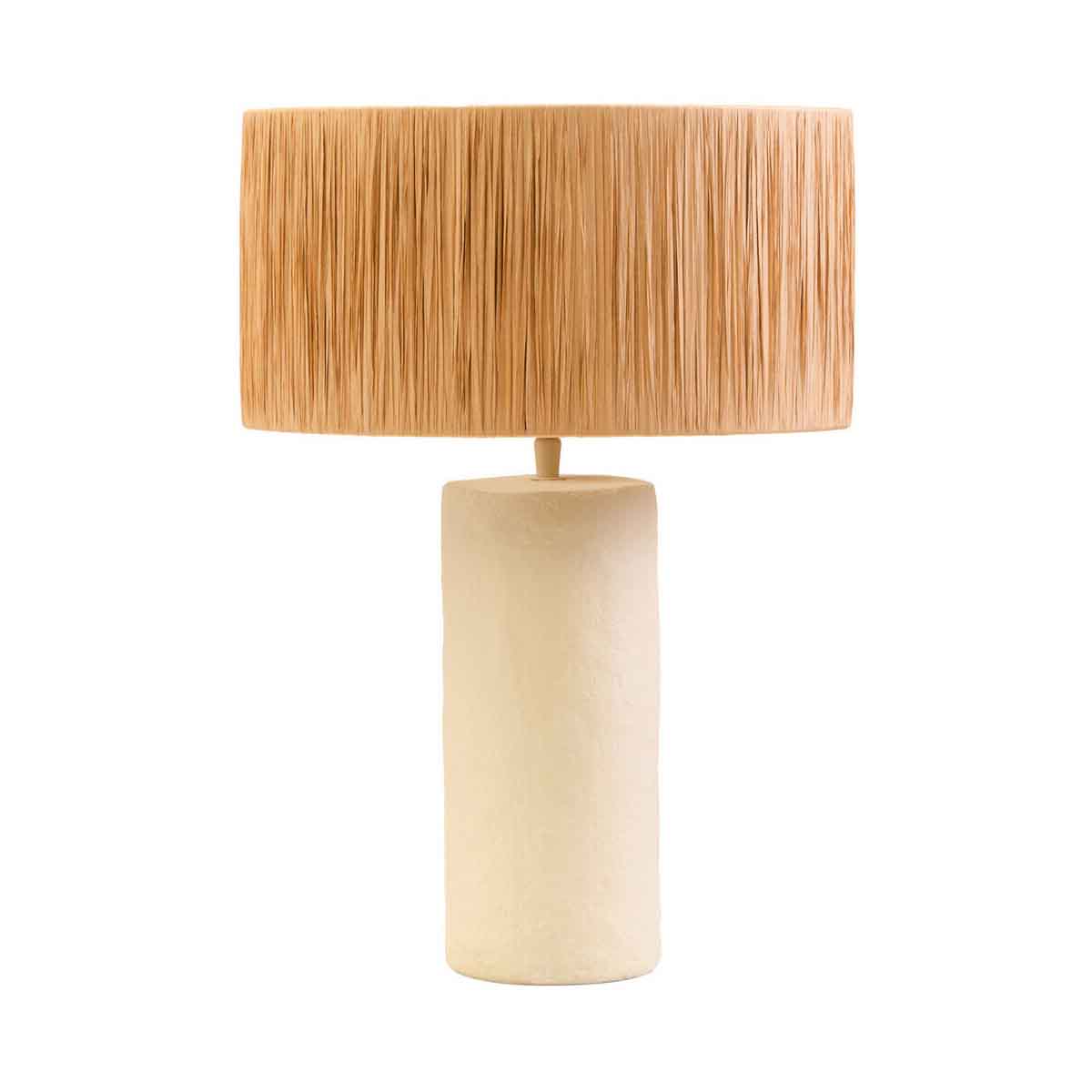 Carta 51cm Natural Papier Mache Table Lamp With Natural Raffia Shade