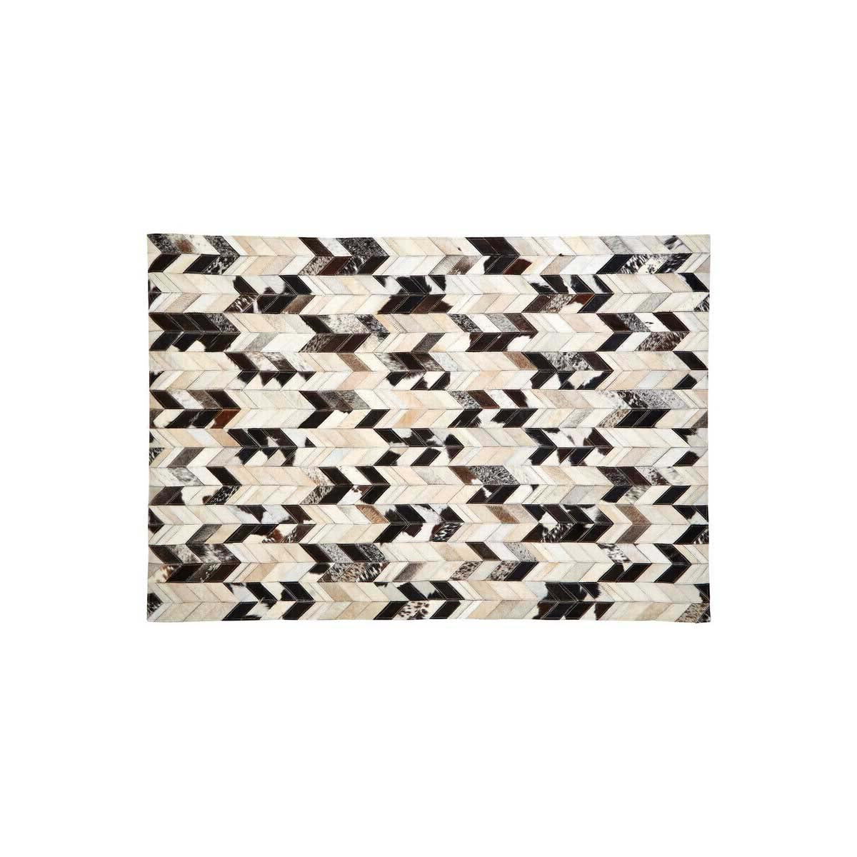 Bosie Safira Small Hair on Leather Chevron Patchwork Rug