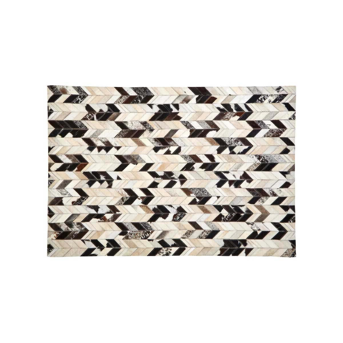 Bosie Safira Large Hair on Leather Chevron Patchwork Rug