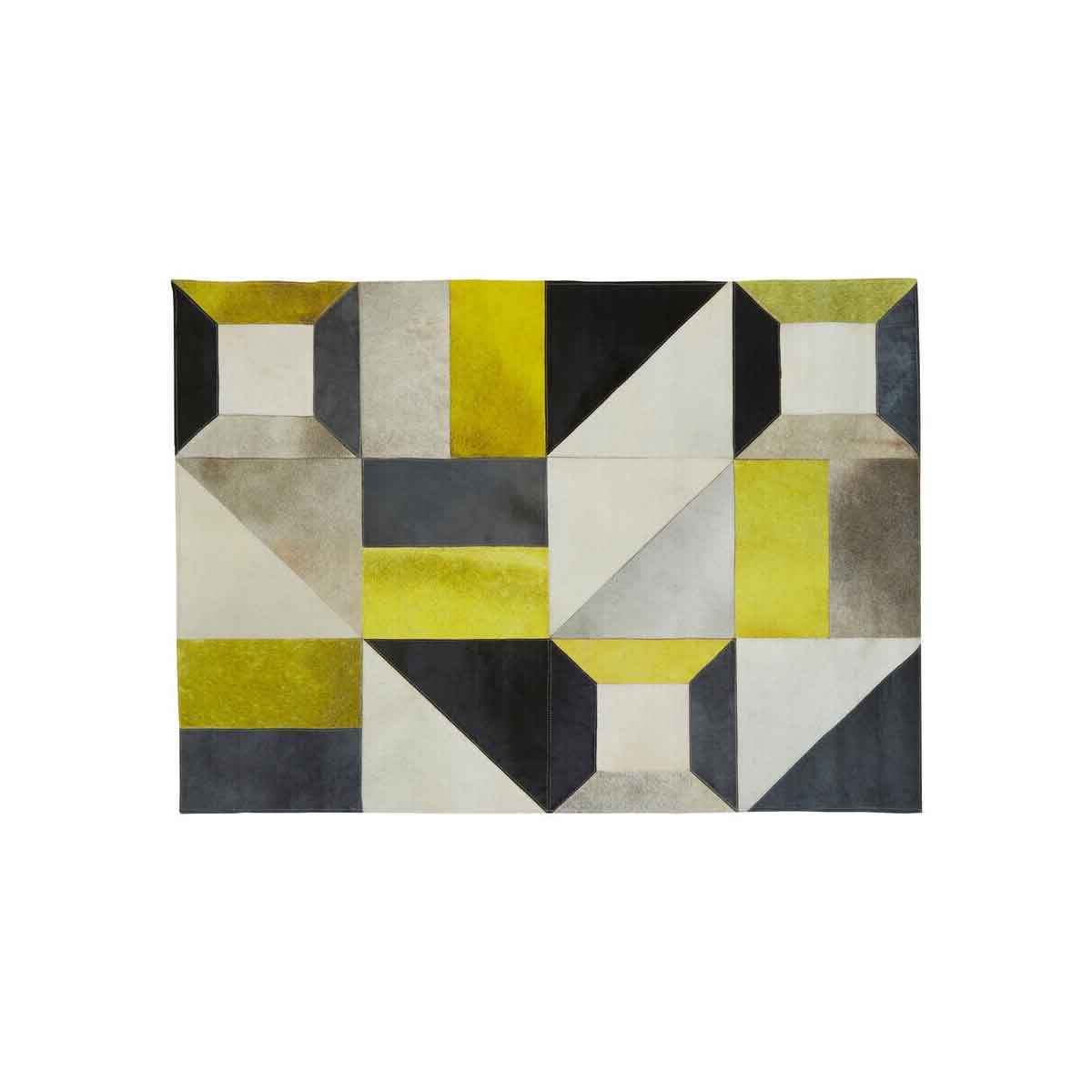 Bosie Safira Small Abstract Hair on Leather Patchwork Rug