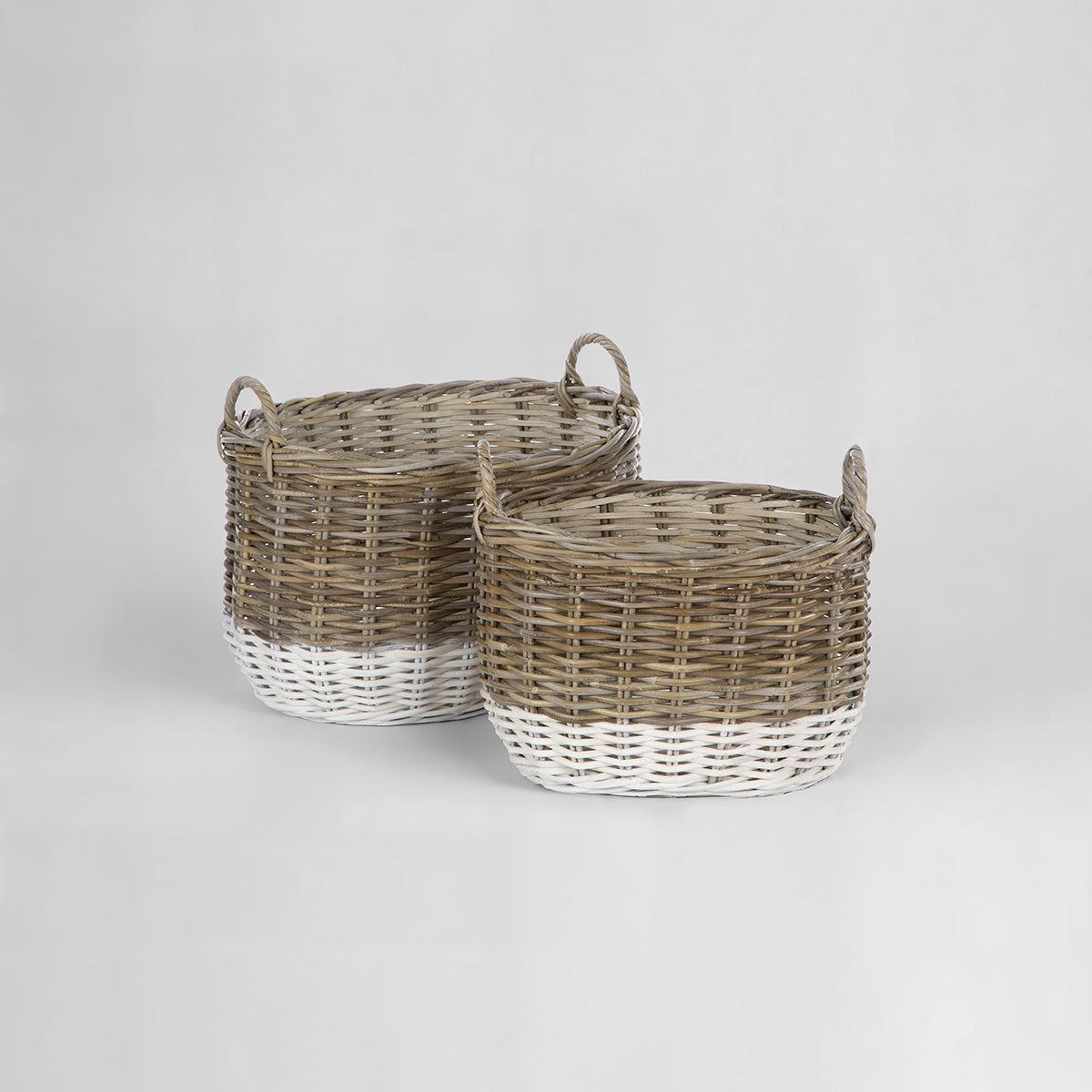 Hampstead Set of Two Natural Rattan Oval Storage Baskets