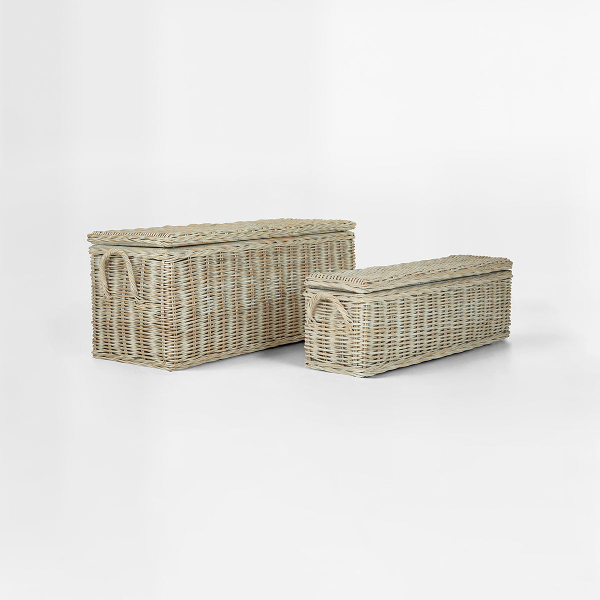 Argento Whitewash Rattan Storage Boxes-Set of 2