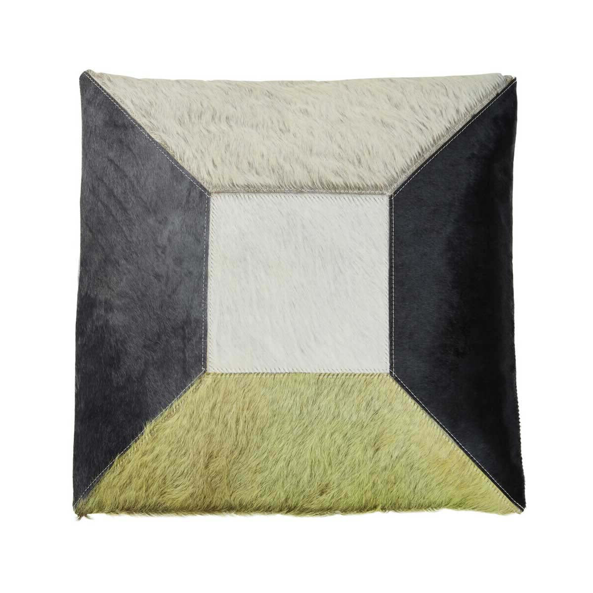 Bosie Safira Geometric Hair on Leather Patchwork Cushion
