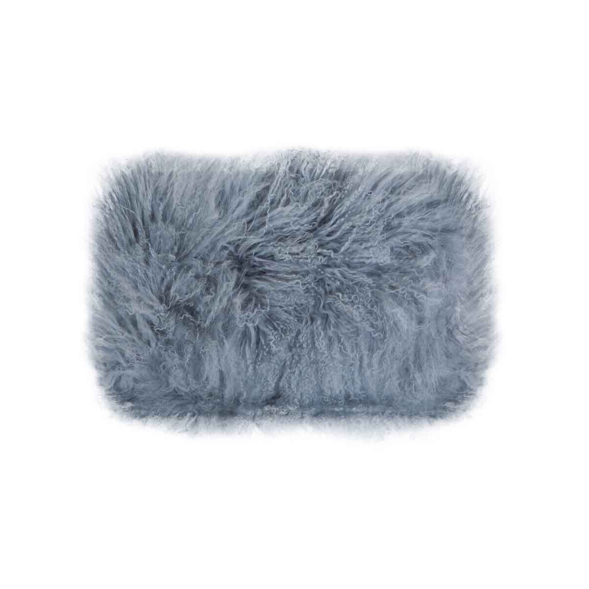 Bosie Mongolian Fur Grey Rectangular Cushion
