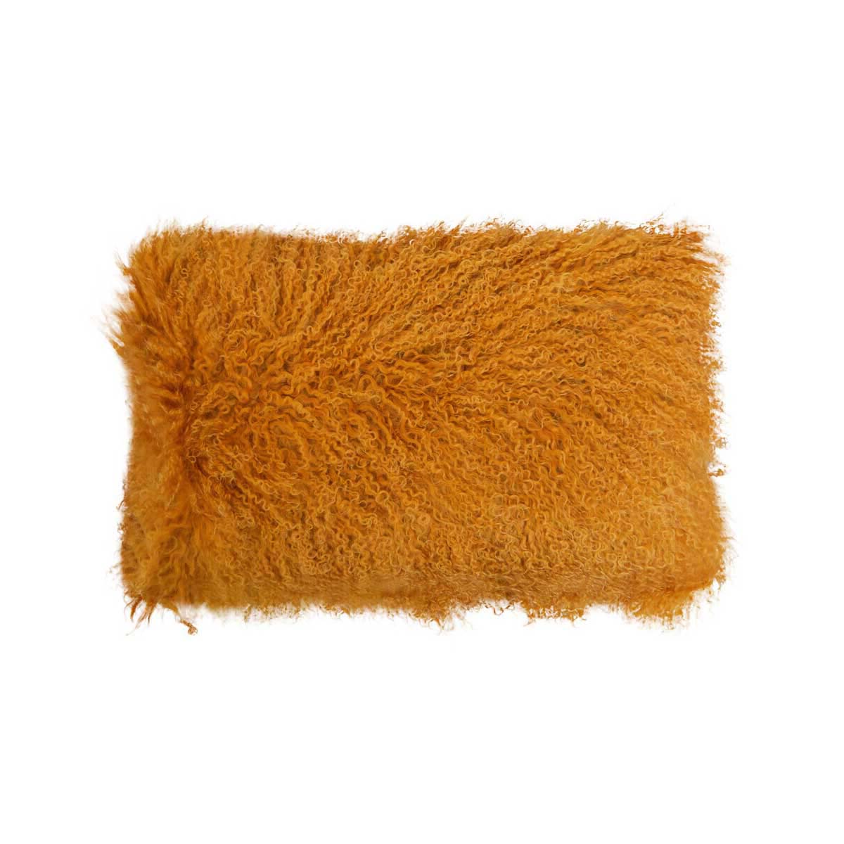 Bosie Mongolian Fur Ochre Rectangular Cushion