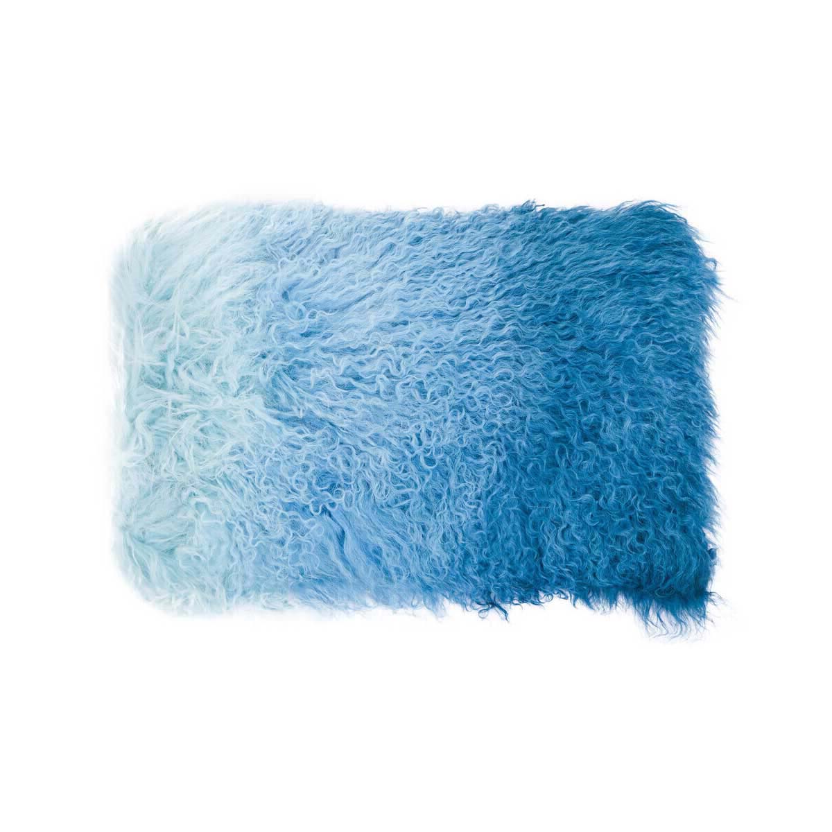 Bosie Mongolian Fur Blue Ombre Rectangular Cushion