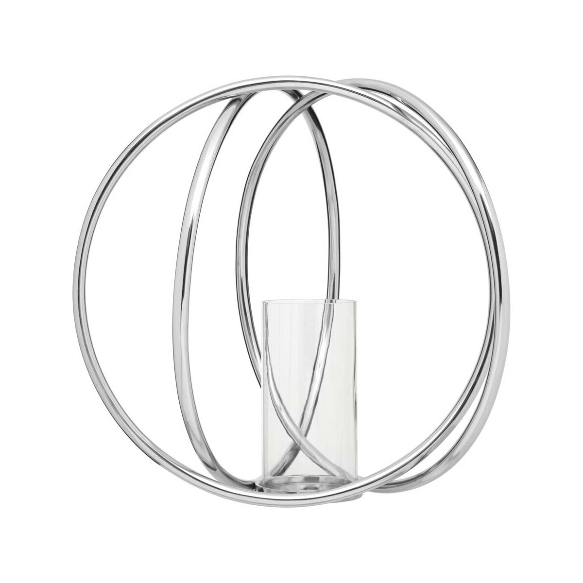 Aura Large Silver Finish Candle Holder