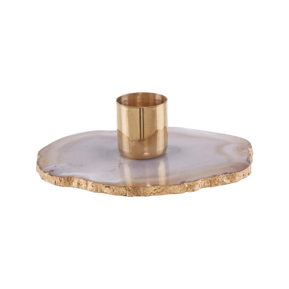 Bowerbird Agata Grey Agate Candle Holder