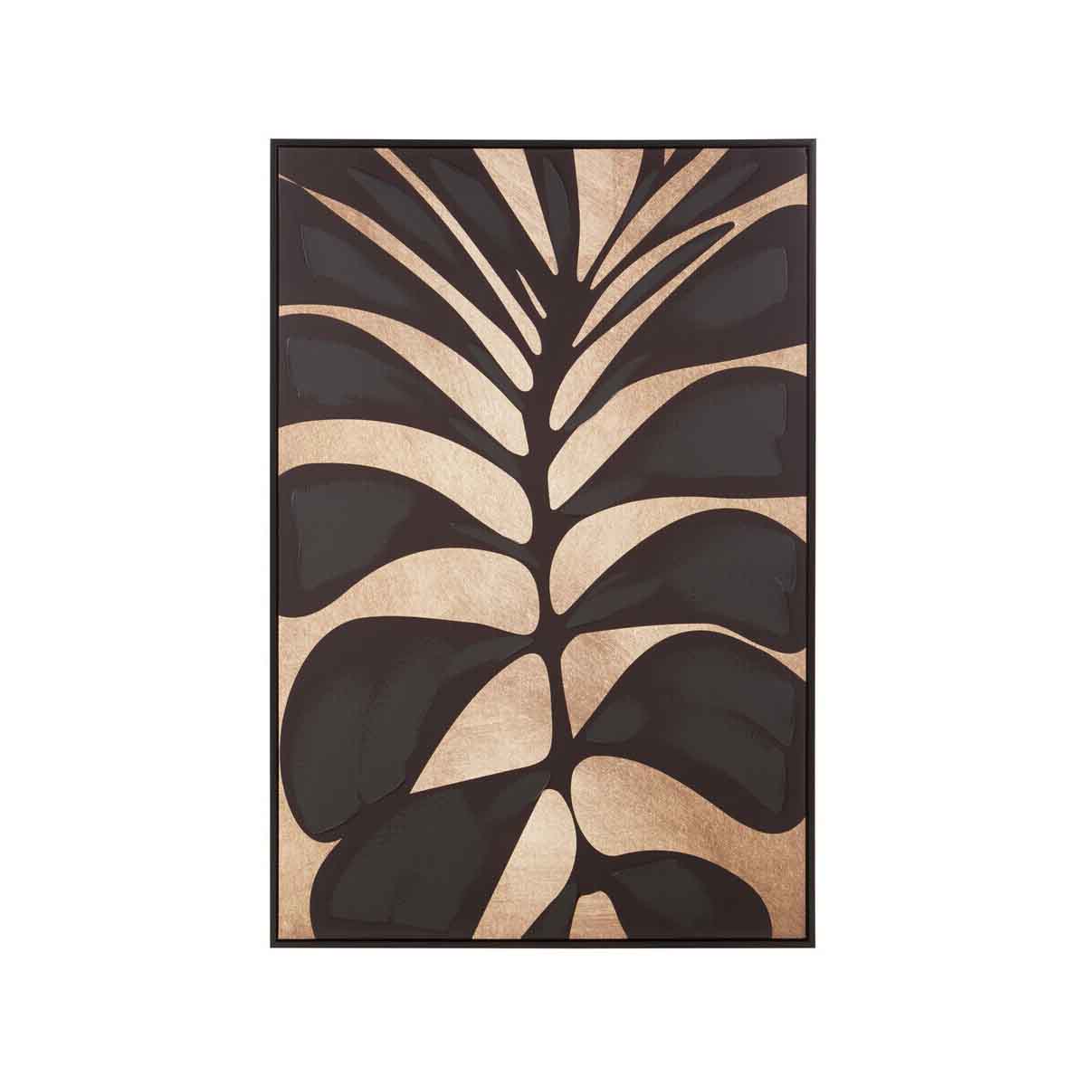 Astratto Canvas Black Leaf Design Wall Art