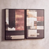 Astratto Set Of 2 Red Multi Colour Wall Art