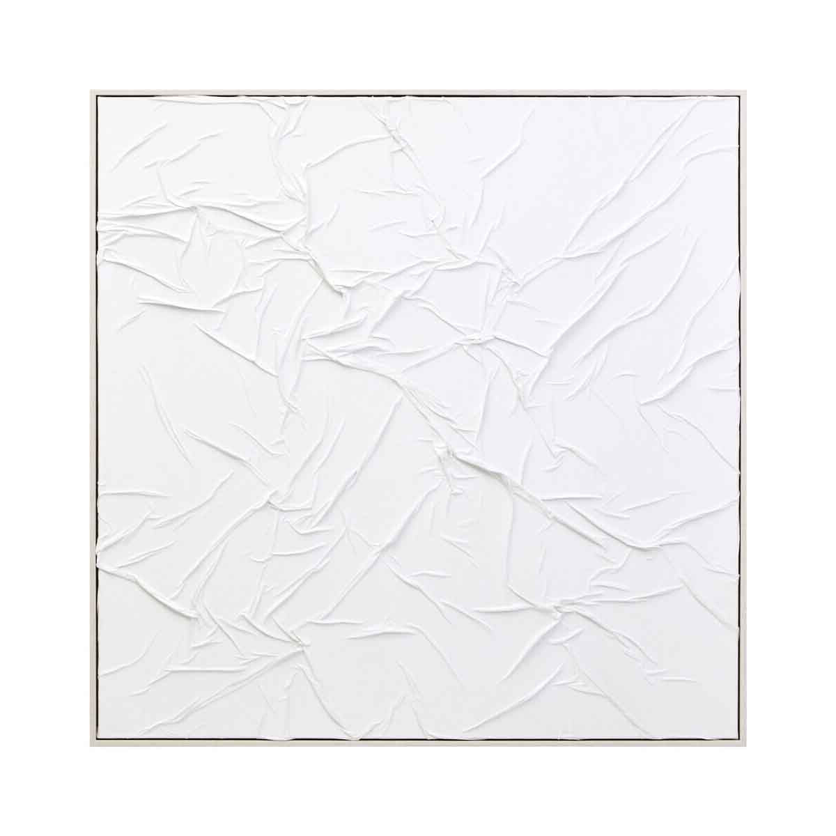 Astratto Canvas White Pleated Fabric Hand Painted Wall Art