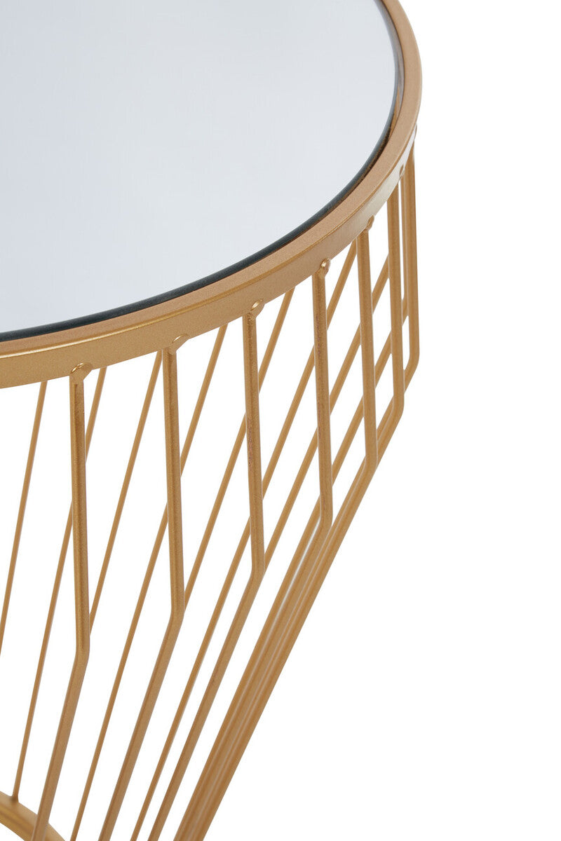 Avantis Round Side Table With Gold Polished Frame