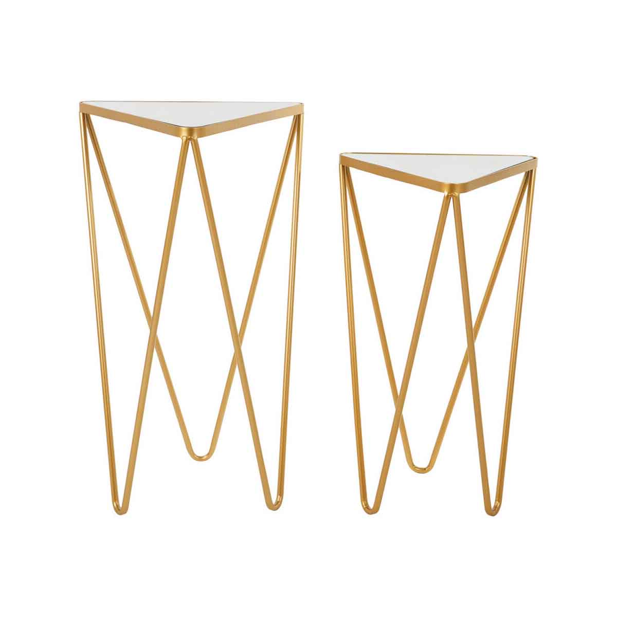 Avantis Set Of 2 Gold Finish Triangle Tables