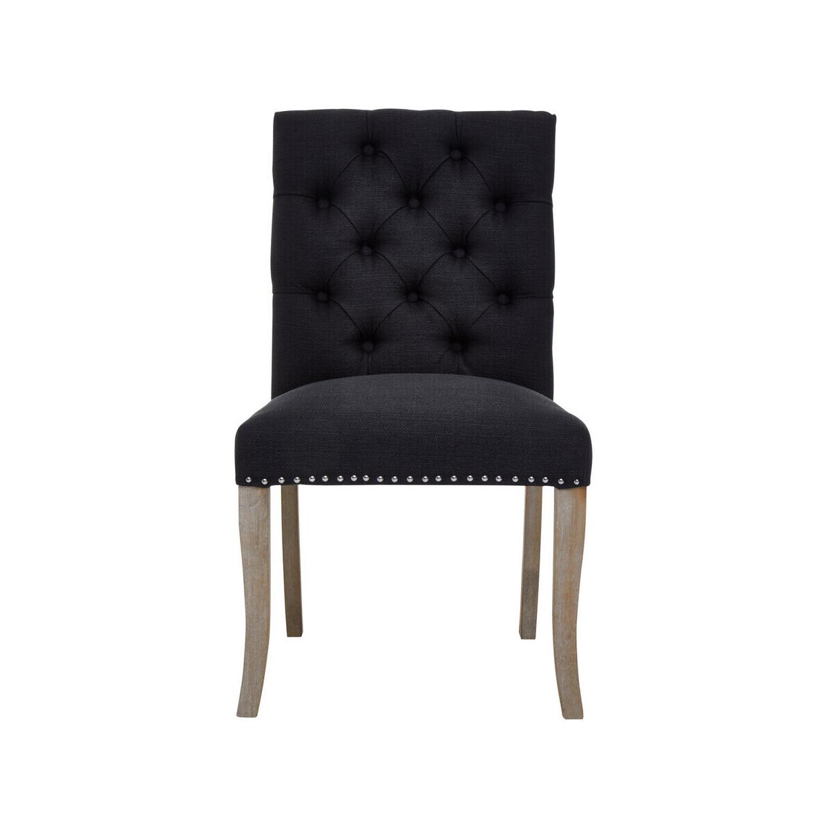 Kensington Townhouse Black Linen Dining Chair with Wooden Legs