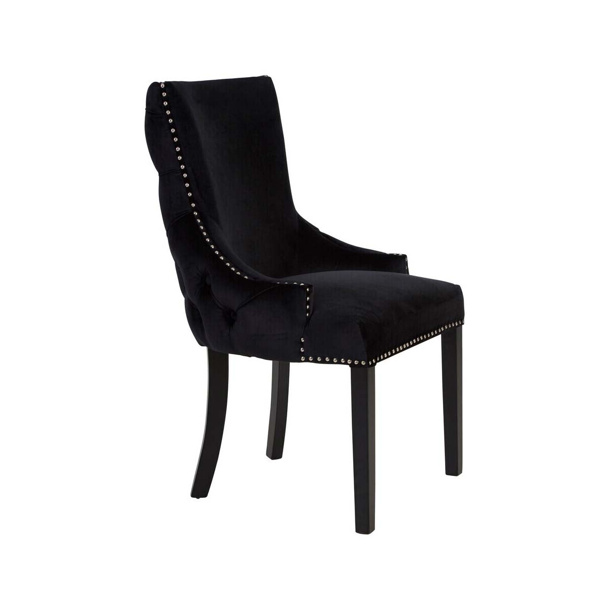 Kensington Townhouse Black Velvet Studded Dining Chair