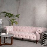 Suri 3 Seat Blossom Fabric Chesterfield Sofa