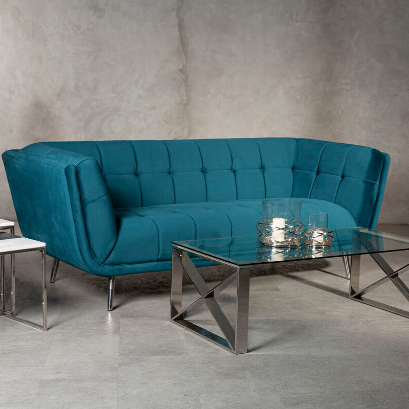 Sabine 3 Seat Green Fabric Sofa