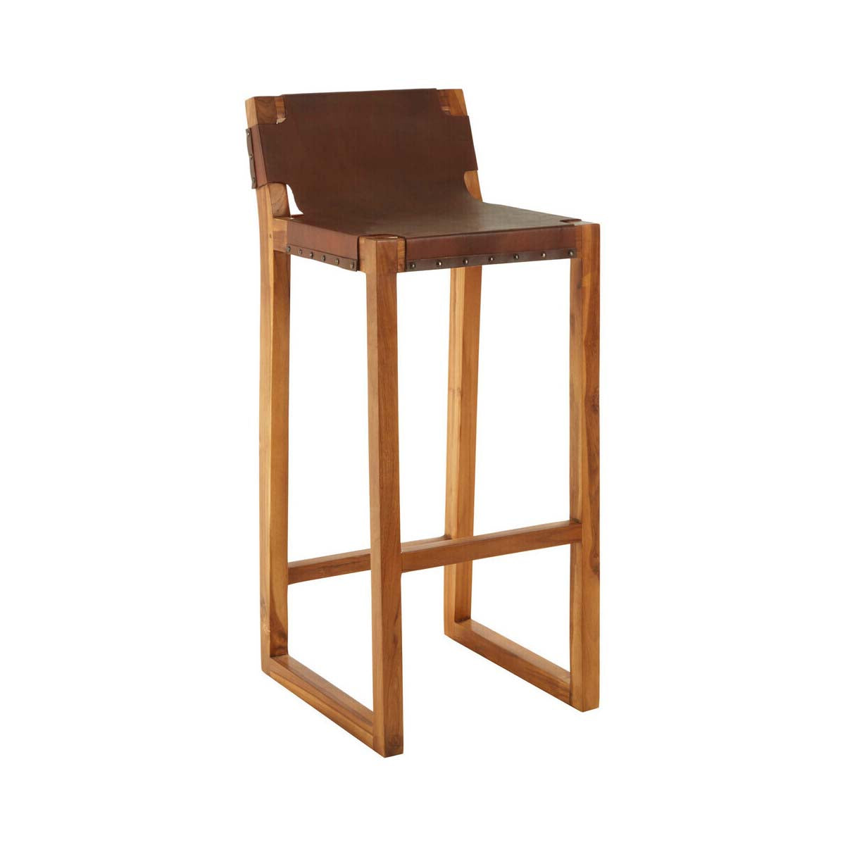 Kendari Brown Leather Barstool