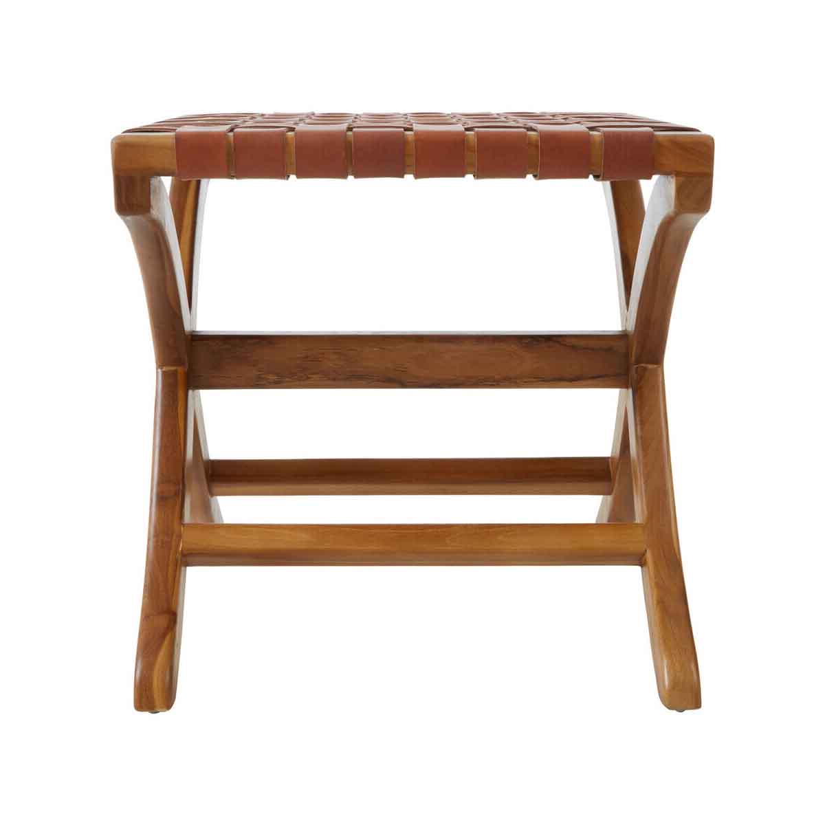 Kendari Brown Leather Stool