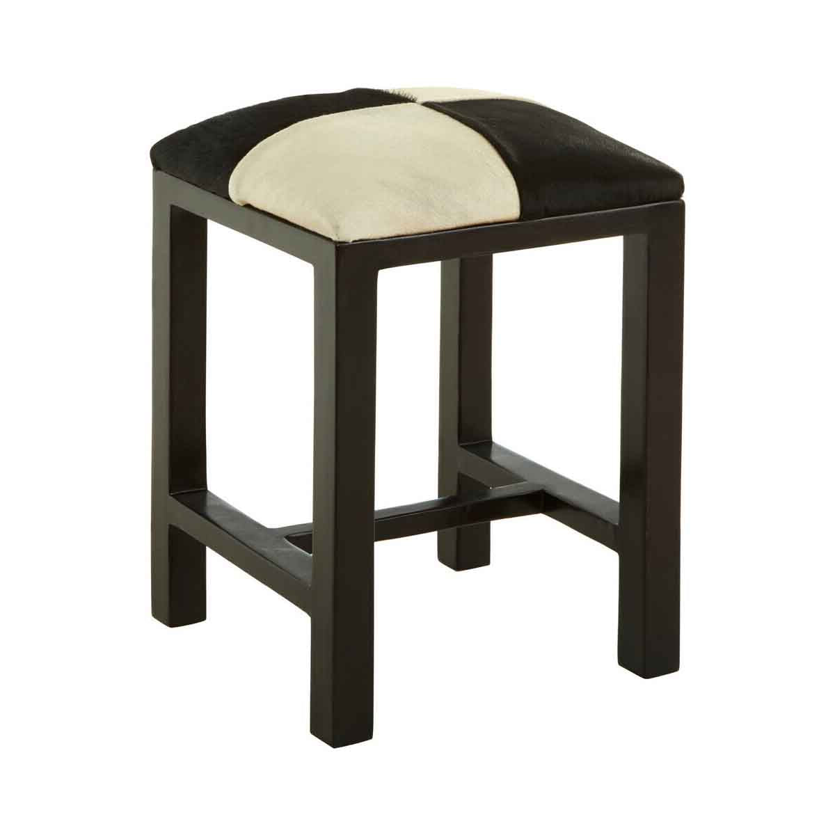 Kendari Black And White Leather Stool