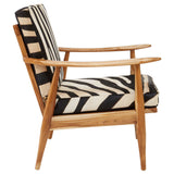 Kendari Leather Zebra Pattern And Teak Chair