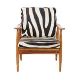 Kendari Leather Zebra Pattern And Teak Chair