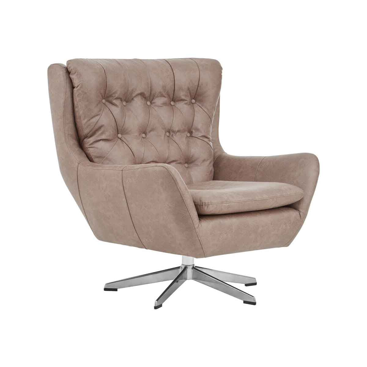 Harold faux brown leather Armchair