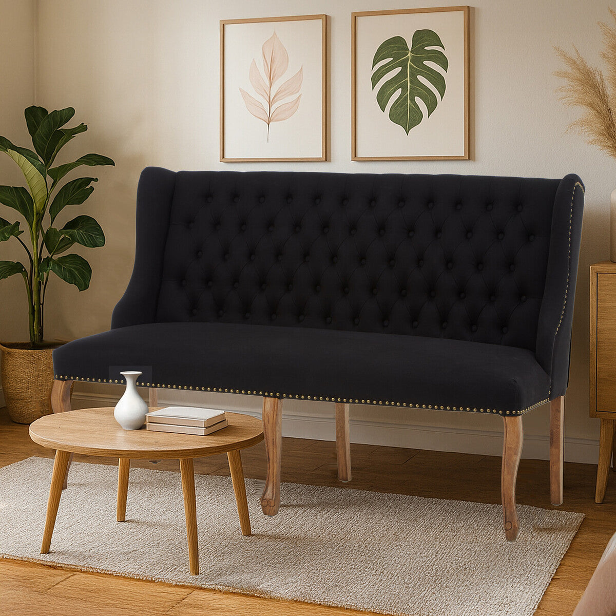 Harrison 2 Seat Black Bench