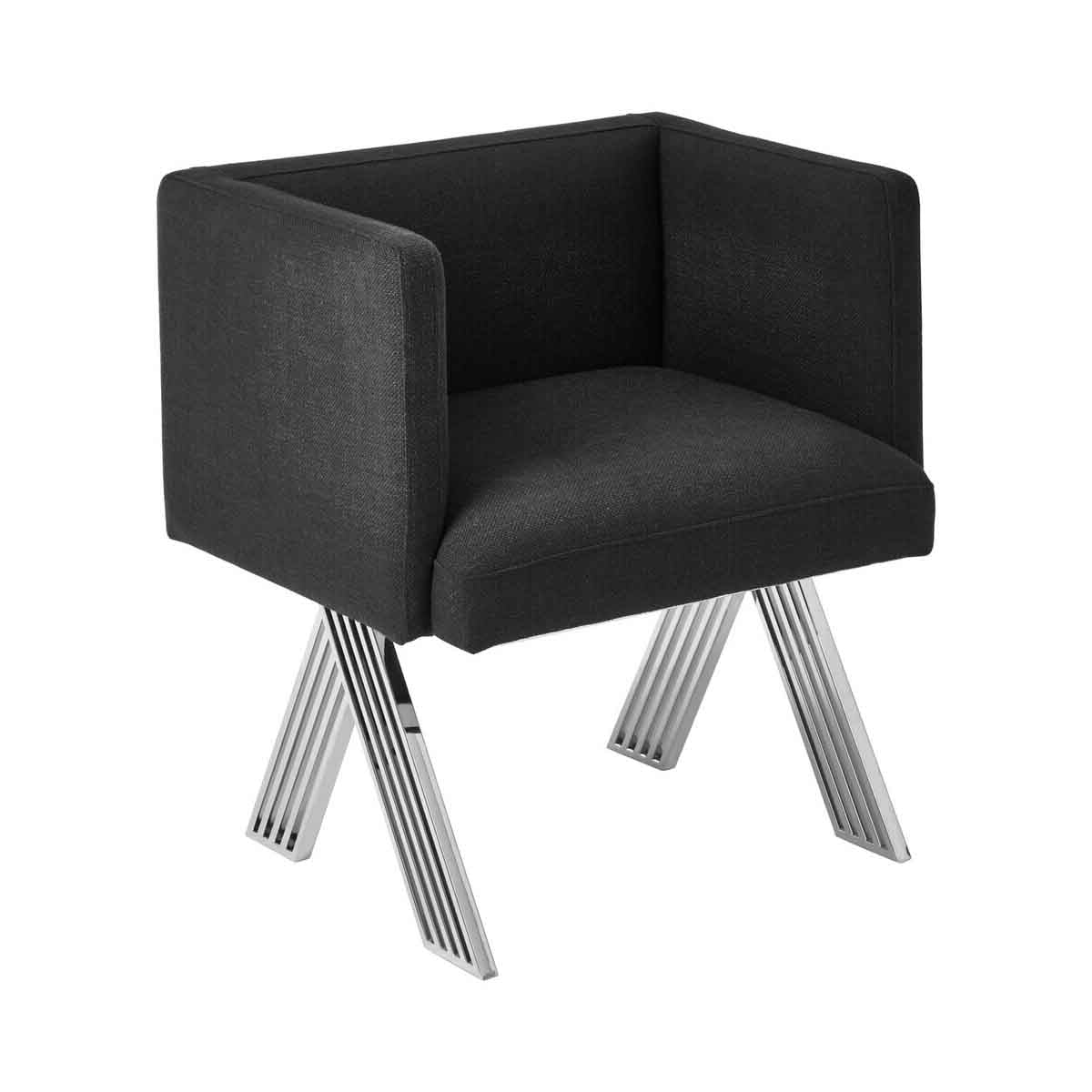 Piermount Black Dining Chair with Silver Legs