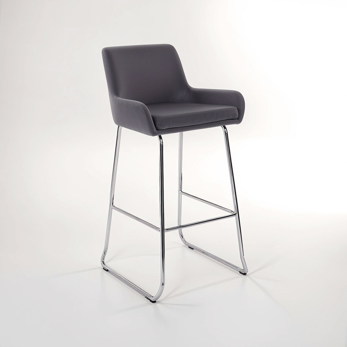 Tamzin Grey Velvet Bar Chair With Low Arms