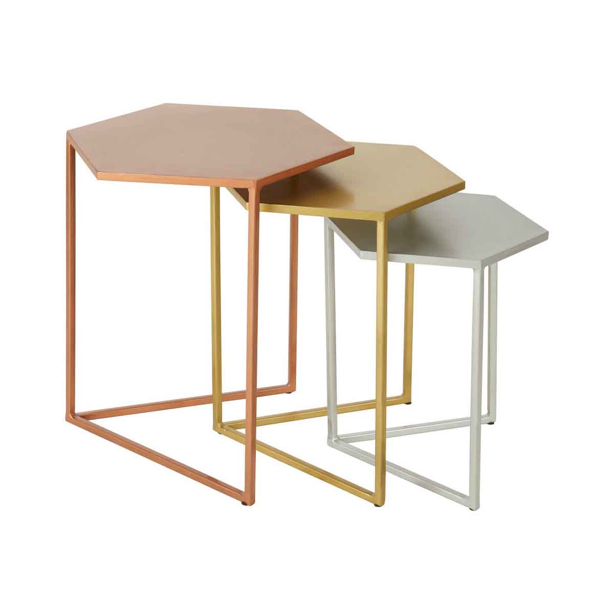 Rabia Nest Of 3 Hexagonal Side Table