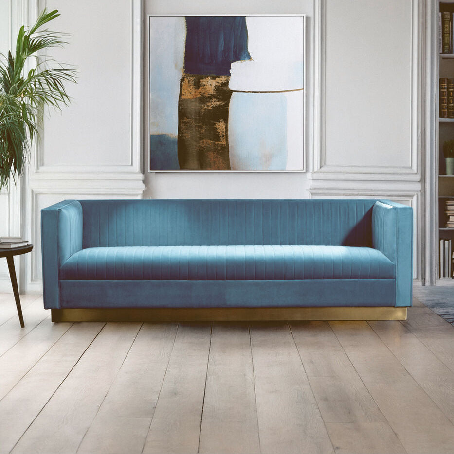 Opal 3 Seat Light Blue Sofa